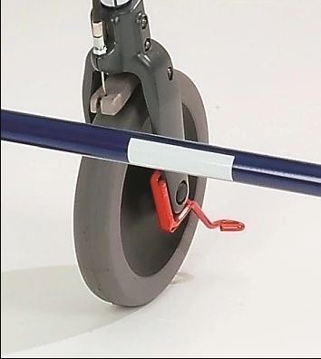 The Curb Climber attachment helps when tilting the rollator to go over obstacles like curbs