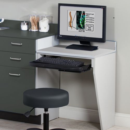 Optional Computer Station Wall Mounted Desk with One Leg and Keyboard Tray