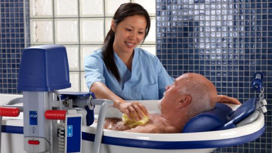 Allows a single caregiver to operate the entire bathing procedure