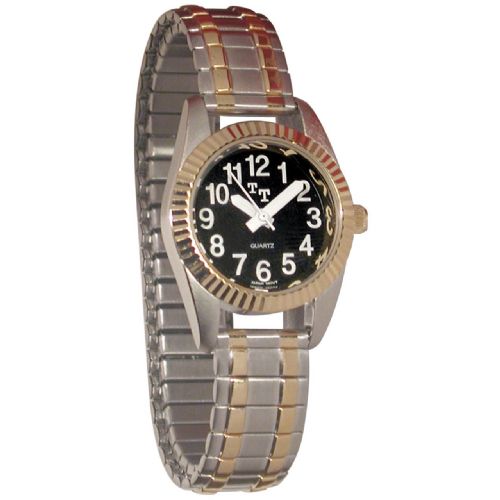 Low Vision Two-Tone Expansion Band Watch for Women - Black Face, Easy to Read Numbers, Two-Tone Expansion Band sku: MA-705729