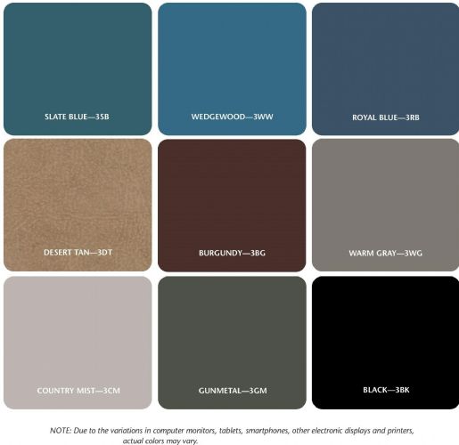 Vinyl upholstery color options