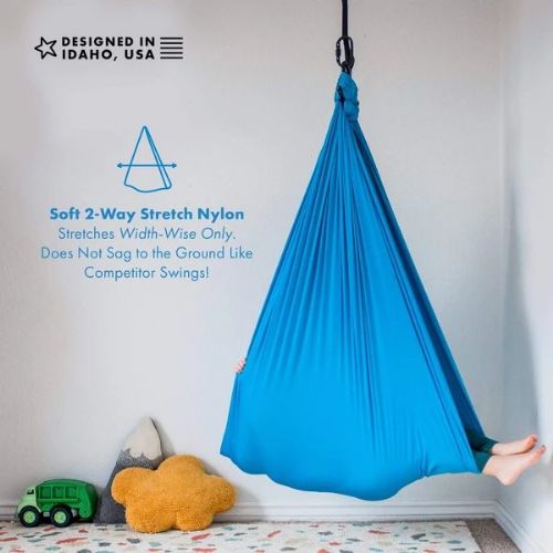 The soft, stretchy material of the Indoor Sensory Compression Swing is built to last, even during the toughest playtimes.