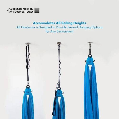 With various hardware to accommodate all ceiling heights, the Indoor Sensory Compression Swing fits anywhere.