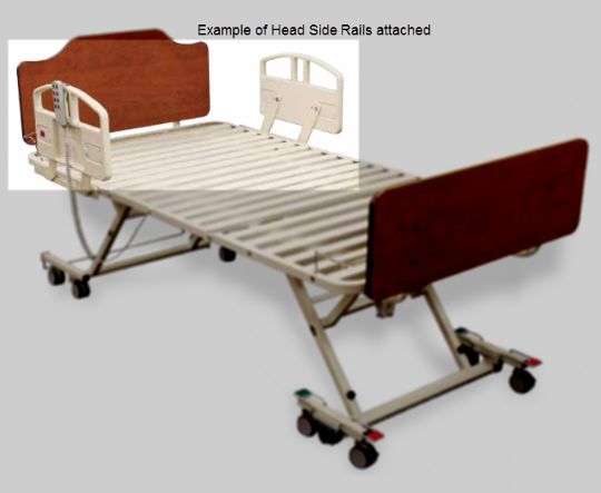 The NOA Soft Touch Side Rails are used at either the head section or foot section, on the sides of the bed.