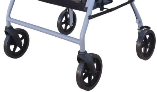 The Rollator has large wheels equipped for indoor and outdoor use