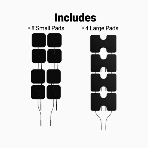 iReliev TENS EMS Pads Wired Refill Kit includes 8 small and 4 large TENS EMS Electrode Pads