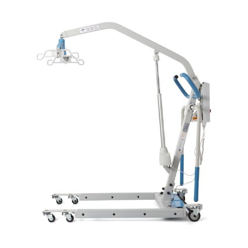 Side View of the Electric Patient Lift shown with Optional Gait Training Arms for 700 lb capacity lift
