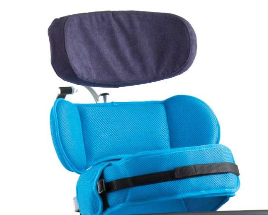 Pictured is the close up of the contoured headrest and chest harness