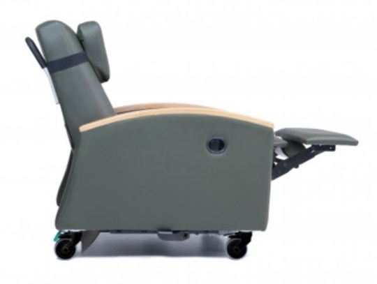 Ortho-Biotic II Clinical Recliner with Wood Armrests with Legrest Activated