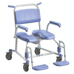 Lopital Tango XL and XXL Bariatric Shower Commode Chairs with 4 Wheels and Large Diameter Swivel Castors