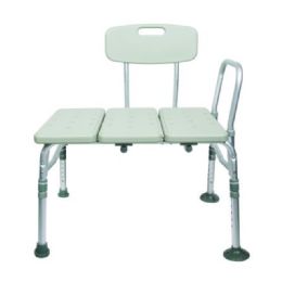 McKesson Aluminum Adjustable Shower Transfer Bench with Back and Removable Side Rail and 400-pound Weight Limit