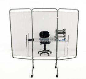 Mobile 3-Panel Antimicrobial Room Divider by R&B Wire Products