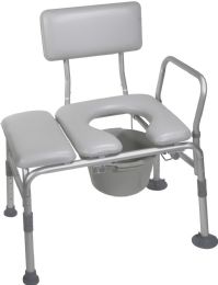 Drive Medical Adjustable Bath Transfer Bench with Commode - Padded