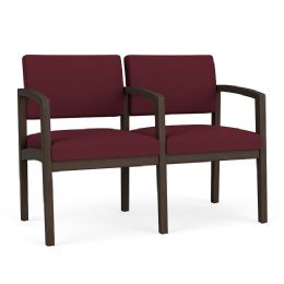 Upholstered Chair with 2 Seats and Arms for Waiting Rooms with Wooden Frame - Lenox Wood by Lesro