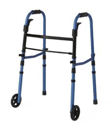 Folding Paddle Walker with Wheels by Medline