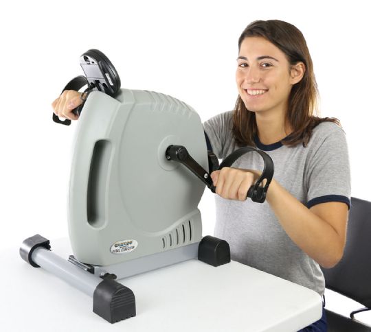 CanDo Magneciser Pedal Exerciser in use for upper body exercise