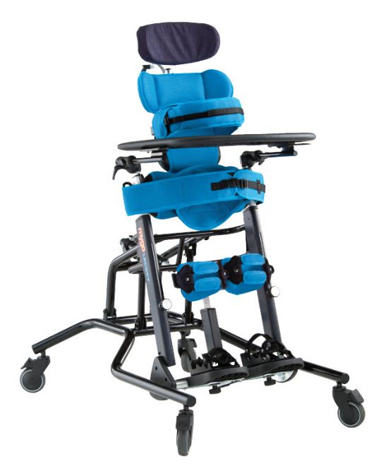 Leckey Mygo Stander in Supine Position shown in the blue option