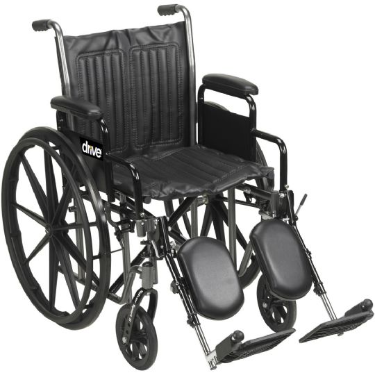Drive Medical Silver Sport 2 Wheelchair shown with Detachable Desk Arms and Elevating Leg Rests