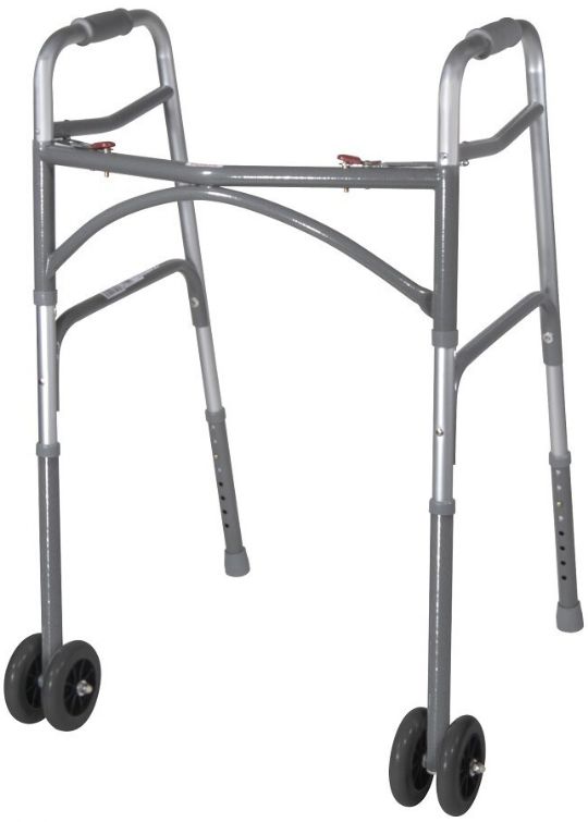 Drive Medical Two Button Bariatric Aluminum Folding Walker with Wheels
