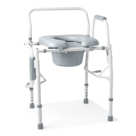 Padded Drop-Arm Commode by Medline with One Arm Dropped Down