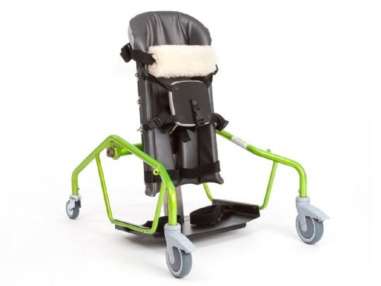 Rifton Mobile Stander with Lime frame and the large wheels removed