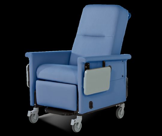 Champion 85 Series Treatment Recliner in Bonnie Blue shown with optional second side table