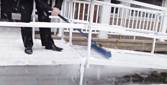 Its open-mesh design allows snow to drain or be swept through