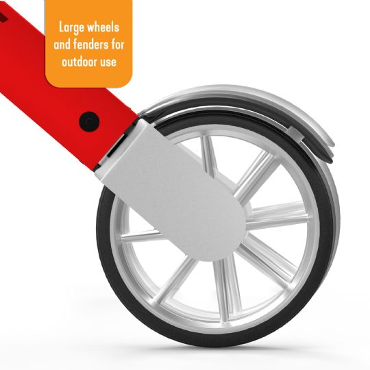 Rear wheels feature fenders and suspension system for a comfortable ride