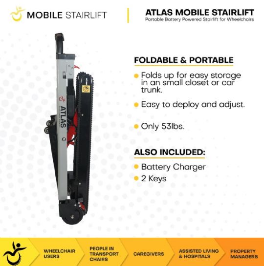Atlas Portable Stair Climbing Wheelchair - Foldable and Portable
