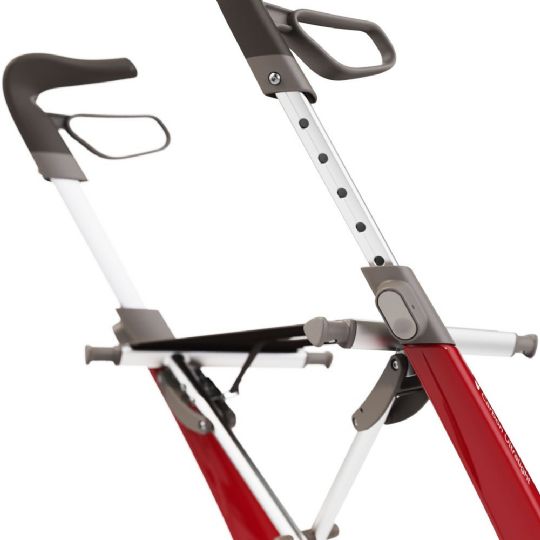 Height-adjustable, ergonomic handles have integrated brake hand-loops with hidden brake cables