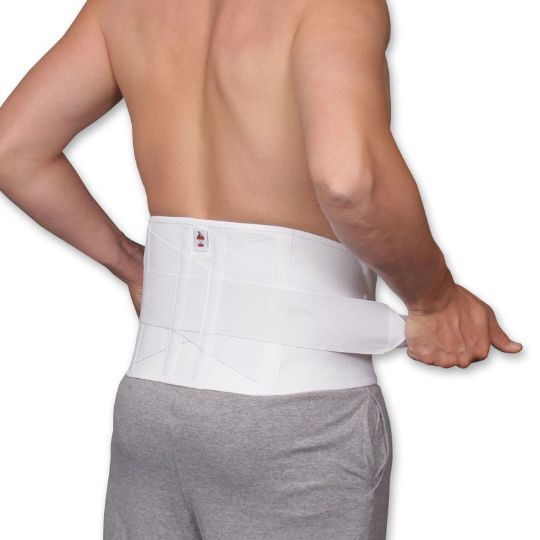 Formed from the highest-quality plush elastic, theLumbosacral Belt features adjustable elastic side pulls and a 8 inch high criss-cross back for maximum compression and support. 