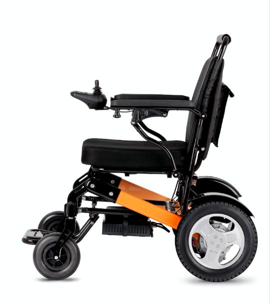 Side View of the JBH D10 Portable Folding Electric Wheelchair 