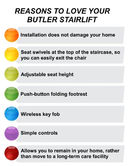 Just a few reasons why you will love your Butler Stairlift