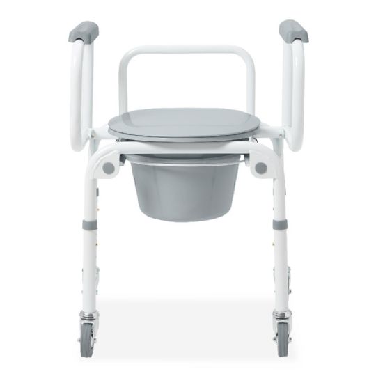 Medline 3-in-1 Bedside Drop Arm Commode with Wheels Closed