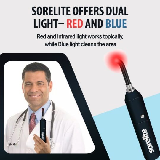 Its Dual Infrared Light(Red and Blue) combination is to clean and repair tissue
