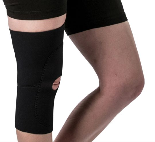 The Open Patella Knee Compression Sleeve by Swede-O Core Products allows the user to stay active during the day
