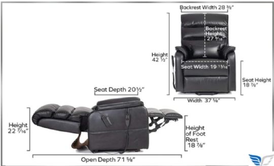 Dimensions of the Recliner