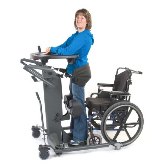 The Minimum Support Package features swing-out legs for easy use with wide wheelchairs