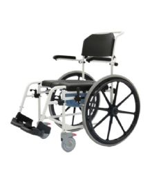 Aluminum Rolling Shower Wheelchair with Commode Attachment and Locking Swivel Castors by Medacure