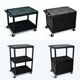 Luxor Rolling Multi-Shelf AV Equipment Carts with Cabinets
