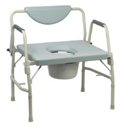 Bariatric Drop-Arm Commode Chair with Padded Back