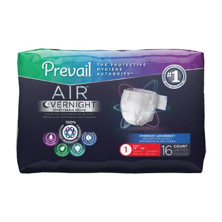 Prevail AIR Overnight Stretchable Unisex Briefs Overnight Absorbency