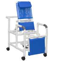 Reclining Shower Chair with Deluxe Elongated Open Front Seat and Elevated Leg Extension