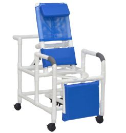 Reclining Shower Chair with Deluxe Elongated Open Front Seat and Elevated Leg Extension