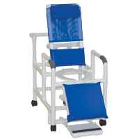 Reclining Shower Chair With Sliding Footrest And Deluxe Elongated Open Front Seat