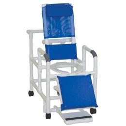 Reclining Shower Chair With Sliding Footrest And Deluxe Elongated Open Front Seat