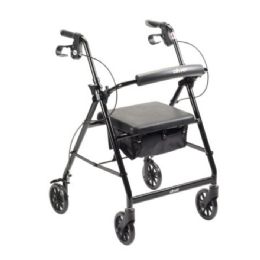 McKesson Four Wheel Rollator Walker with Folding Aluminum Frame and 300-Pound Weight Limit