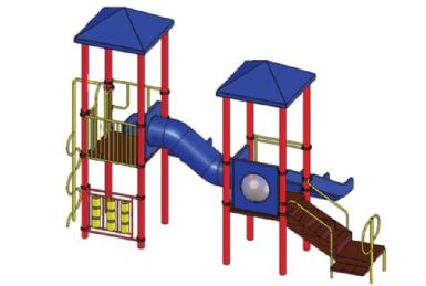 Seth Wheelchair Accessible Playground Fort with Tunnel and Slides