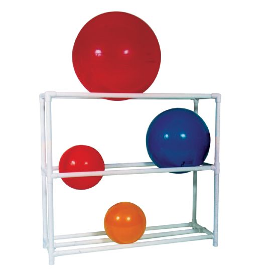 PVC Exercise Therapy Ball Rack, 2 Level Shown