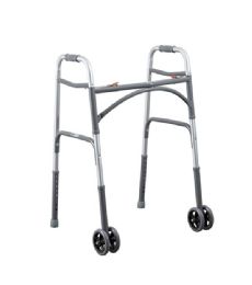 Bariatric Folding Walker With 5 inch Wheels - Two Button Folding System